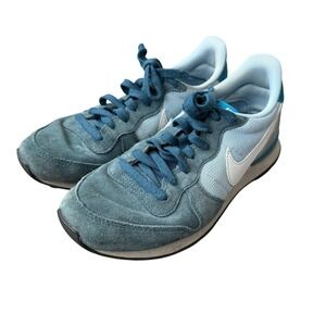 Nike Internationalist Sz 7 Blue Suede Mesh Low Top Sneakers